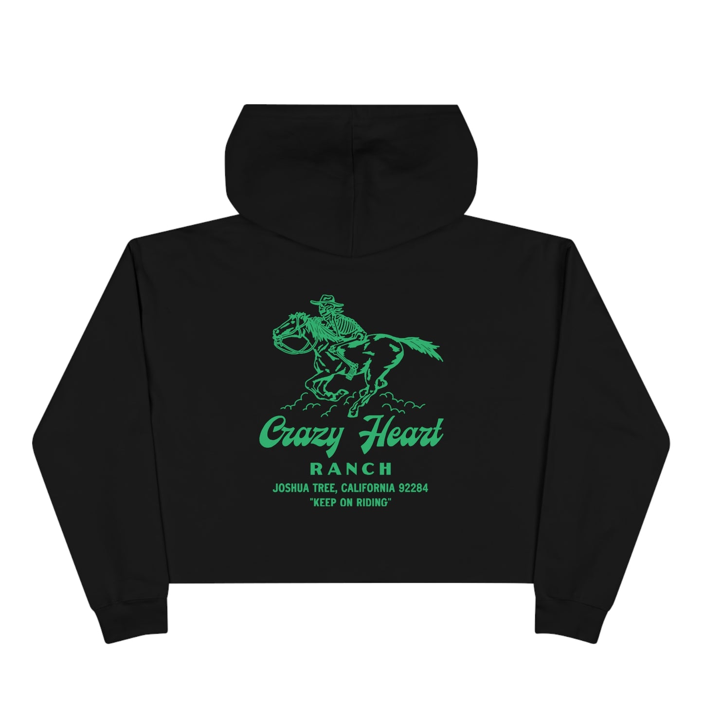 Green 'Keep On Riding' Crop Hoodie