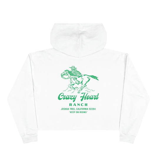 Green 'Keep On Riding' Crop Hoodie